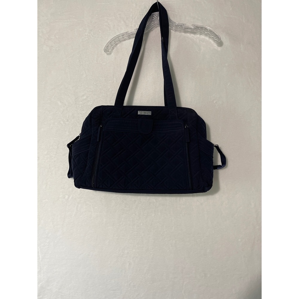 Vera Bradley Stroll Around Baby Bag Navy Blue Quilted Microfiber Diaper Bag EUC